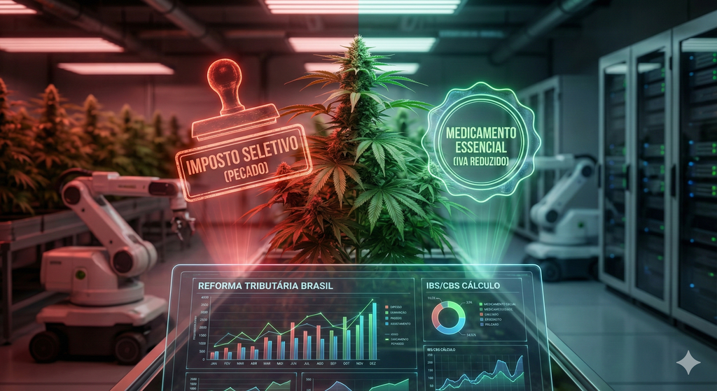 Gráfico comparativo de alíquotas da reforma tributária para cannabis medicinal e cânhamo industrial no Brasil