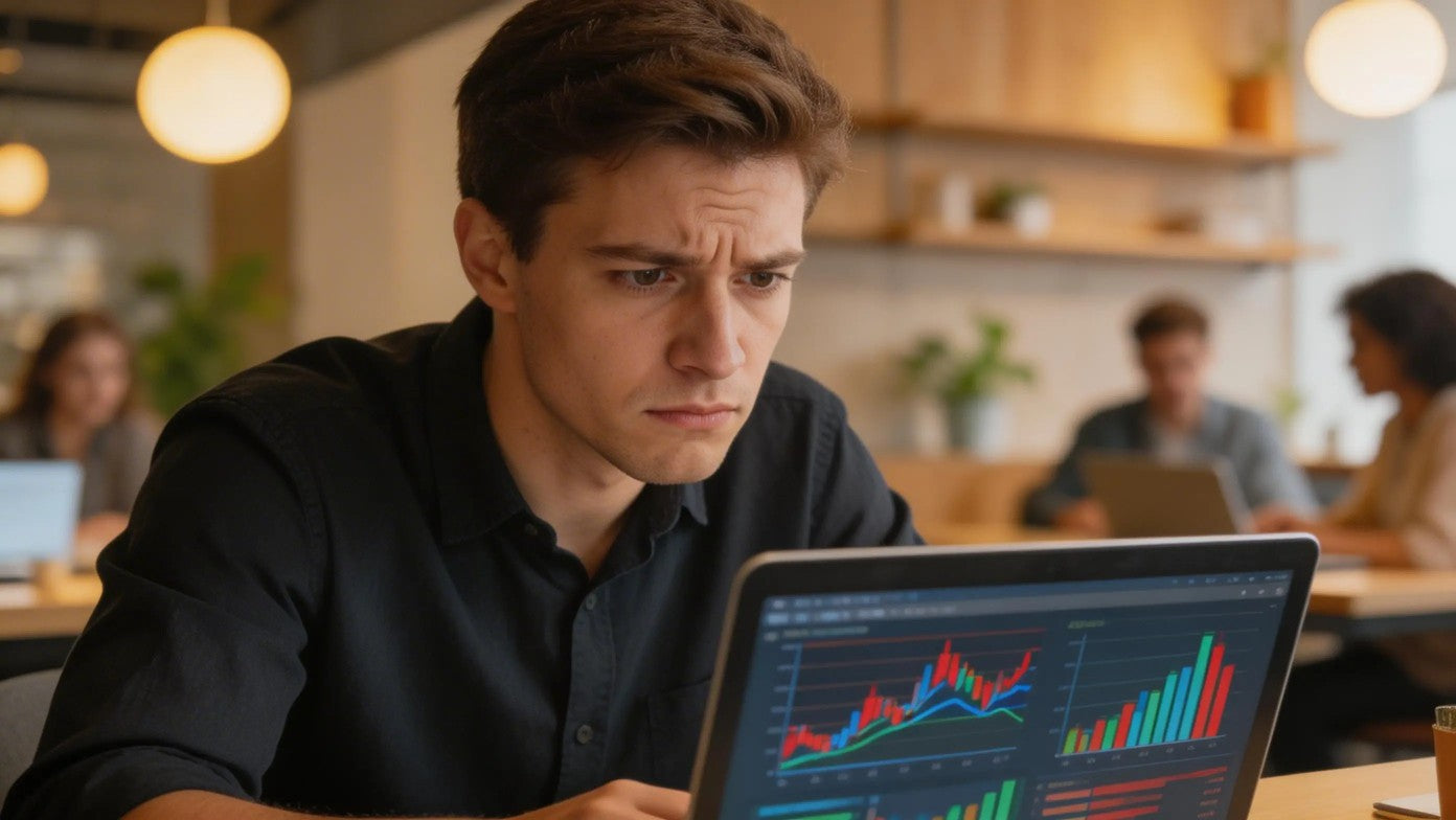 Founder de startup analisando métricas financeiras em tela — sinais de que precisa de um CFO fracionado