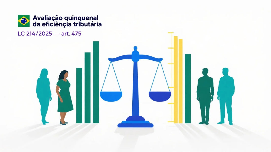 Avaliação quinquenal da eficiência tributária — LC 214/2025, art. 475