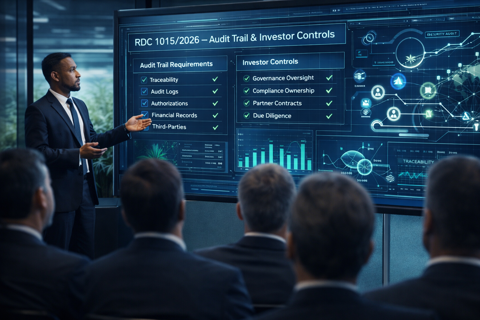 Trilha de auditoria e controles exigidos por investidores na RDC 1015/2026 no setor de cannabis